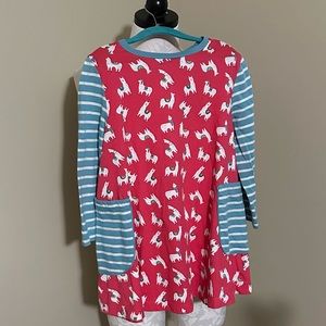 NWOT Mini Boden llama and stripes tunic top with Pockets